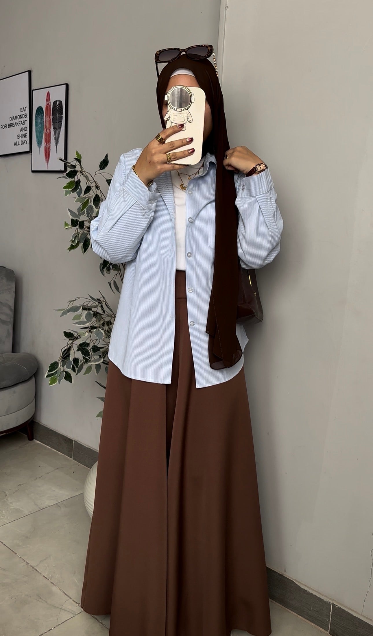 بنطلون جيبه كلوش بنى شكولاته