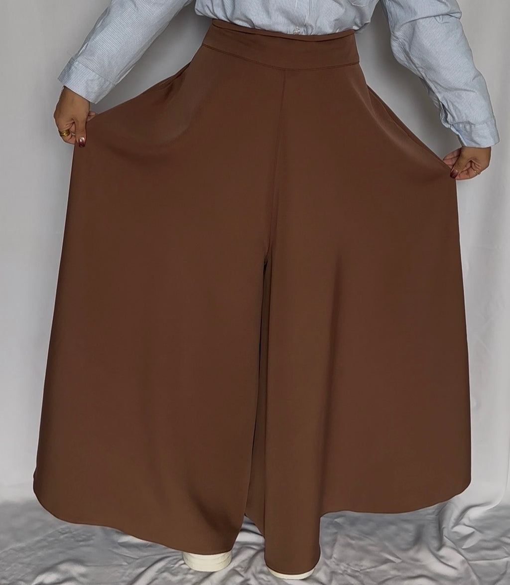 بنطلون جيبه كلوش بنى شكولاته